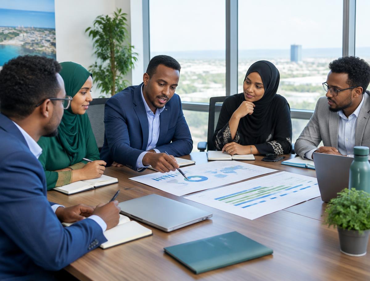 Professional team reviewing strategy and project plans